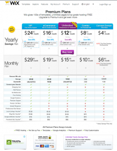 Wix.com Premium Plans